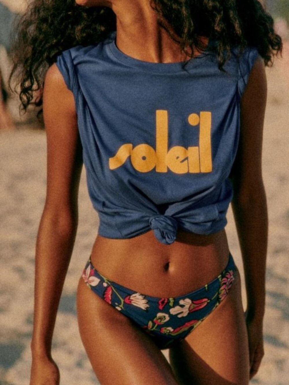 Sézane x Maddy Nye Soleil Sun Blue Cotton Graphic Tee